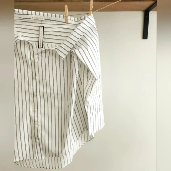 NWT || SONCY || drop shoulder blouse, striped, button down, shirt, top, size 14 - Picture 3 of 7